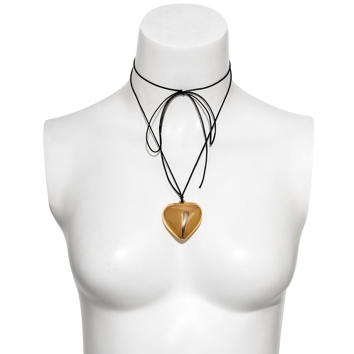 Dainty Gold Silver Tone Heart Pendant Wax Cord String Necklace