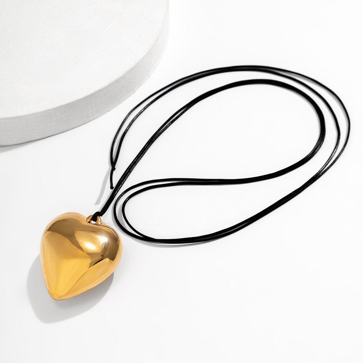 Dainty Gold Silver Tone Heart Pendant Wax Cord String Necklace