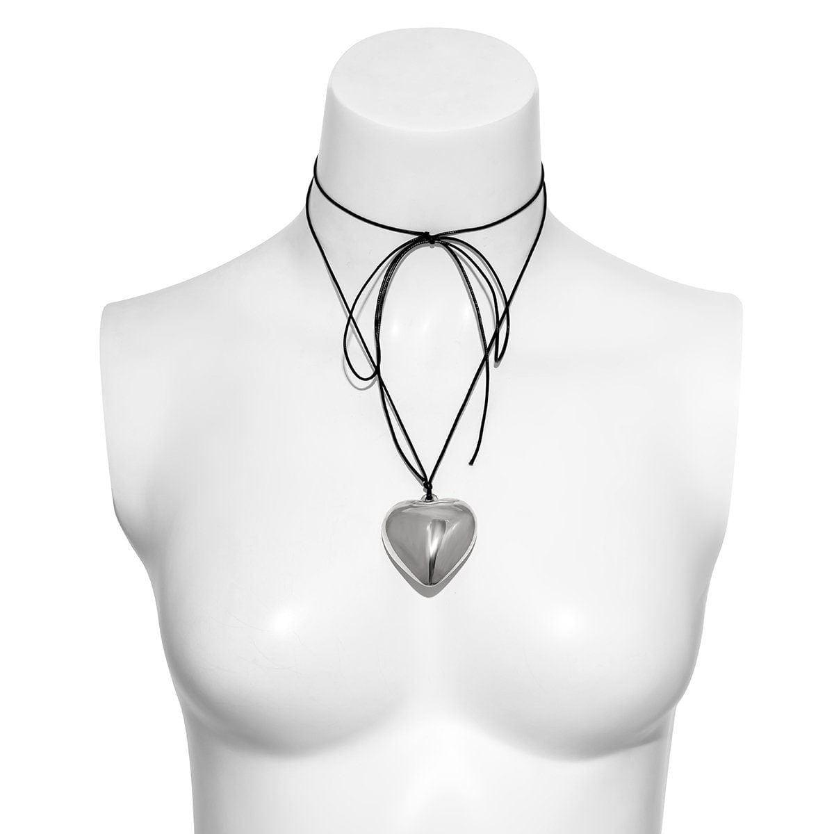Dainty Gold Silver Tone Heart Pendant Wax Cord String Necklace