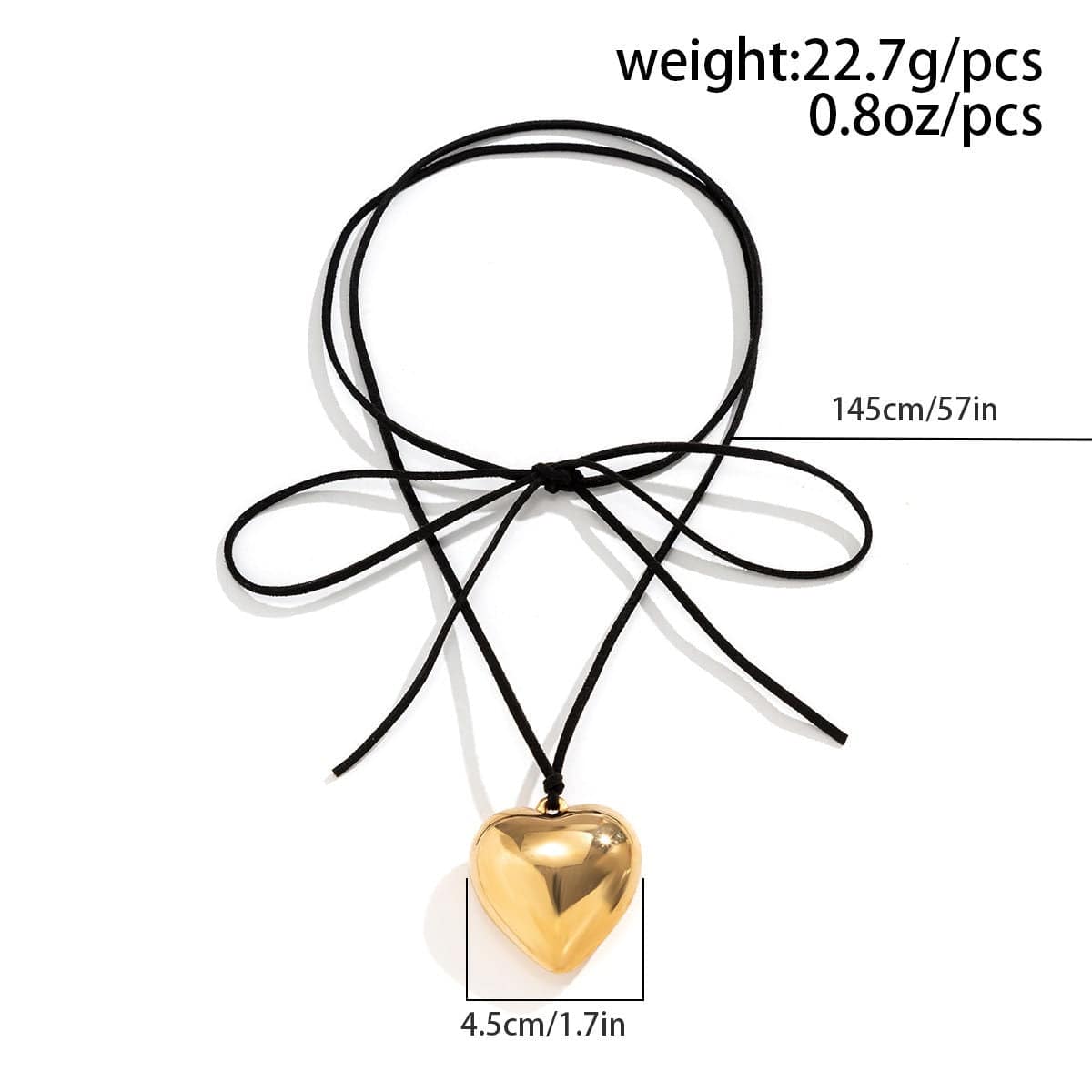 Dainty Gold Silver Tone Heart Pendant Wax Cord String Necklace
