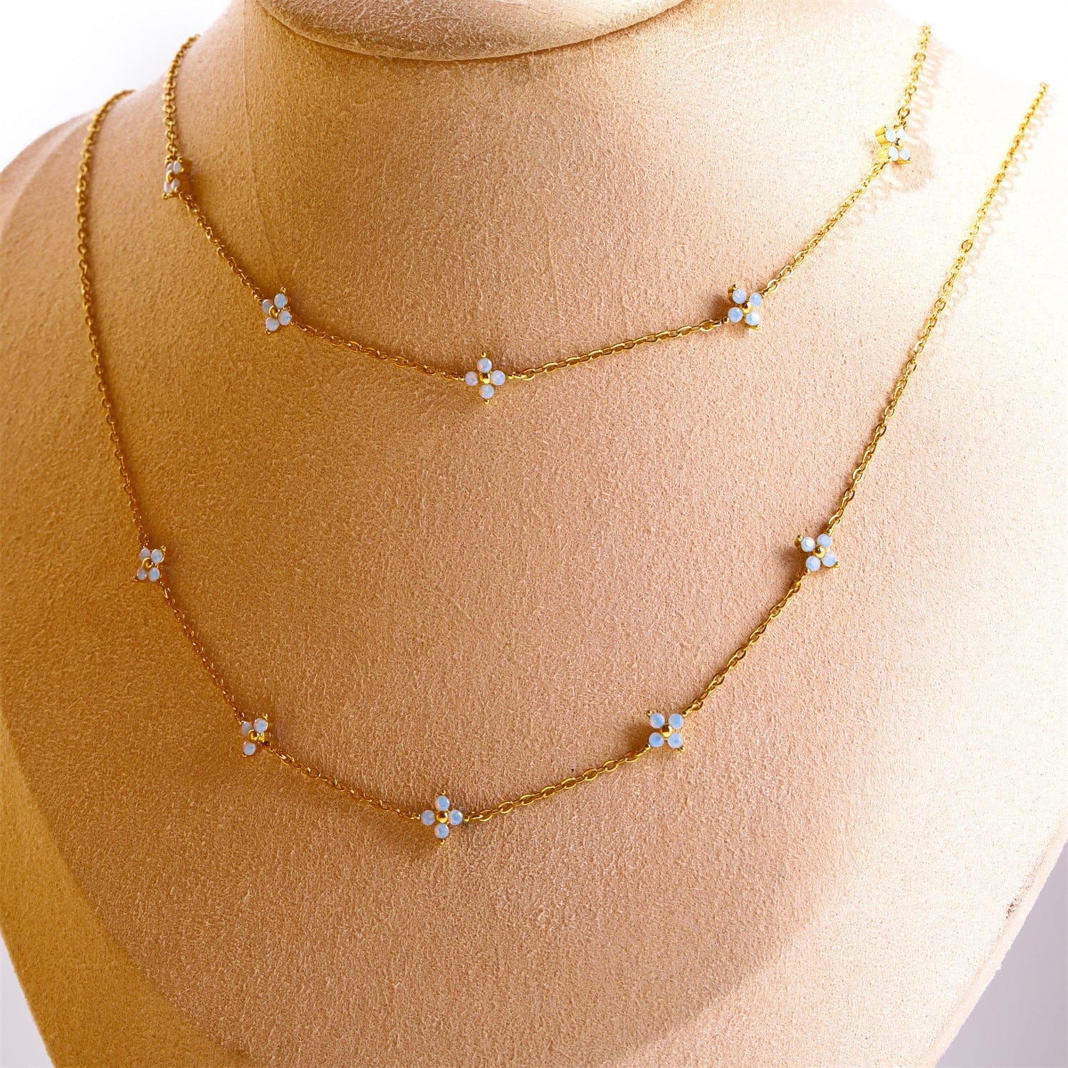 Dainty Handmade 18K Gold Crystal Flower Necklace