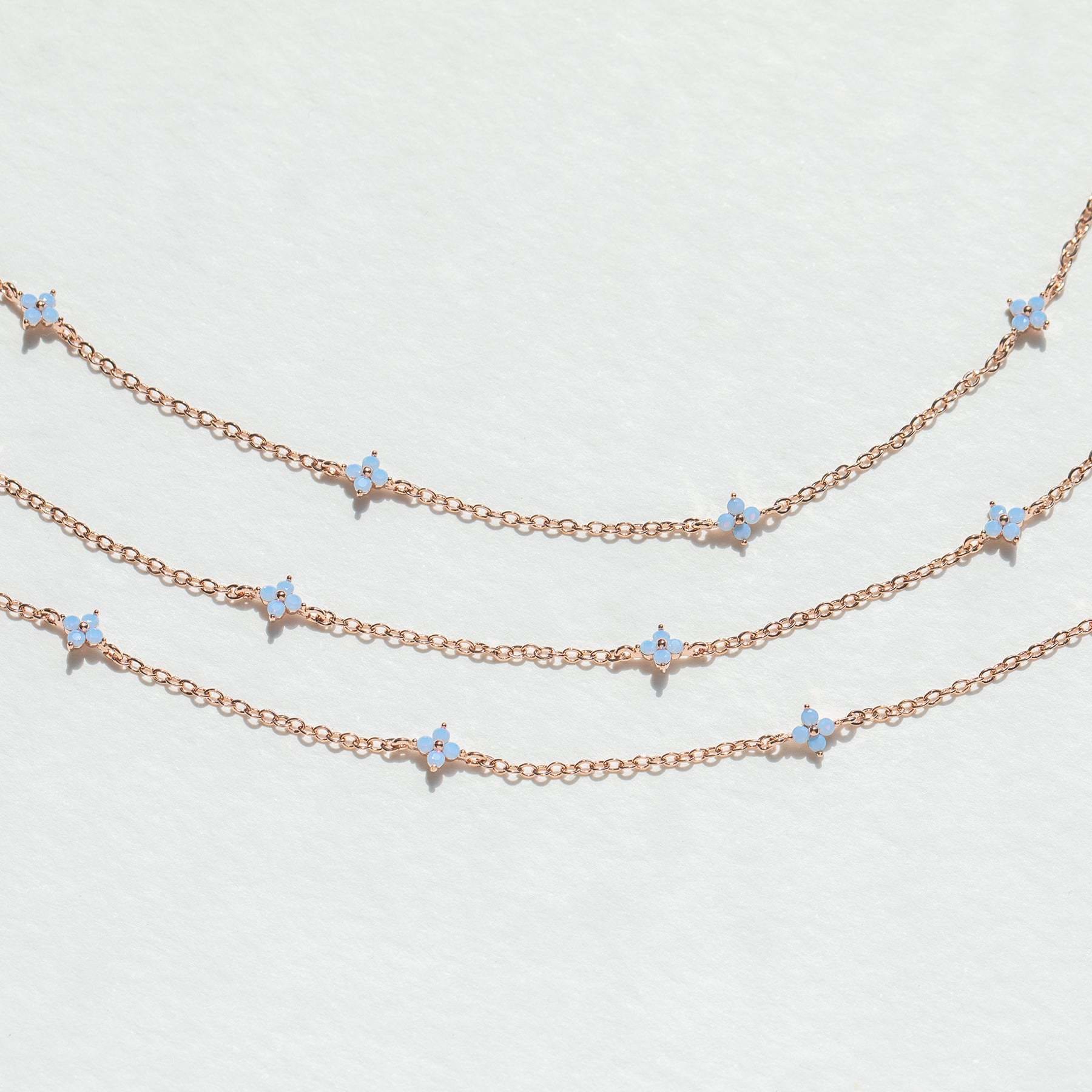 Dainty Handmade 18K Gold Crystal Flower Necklace