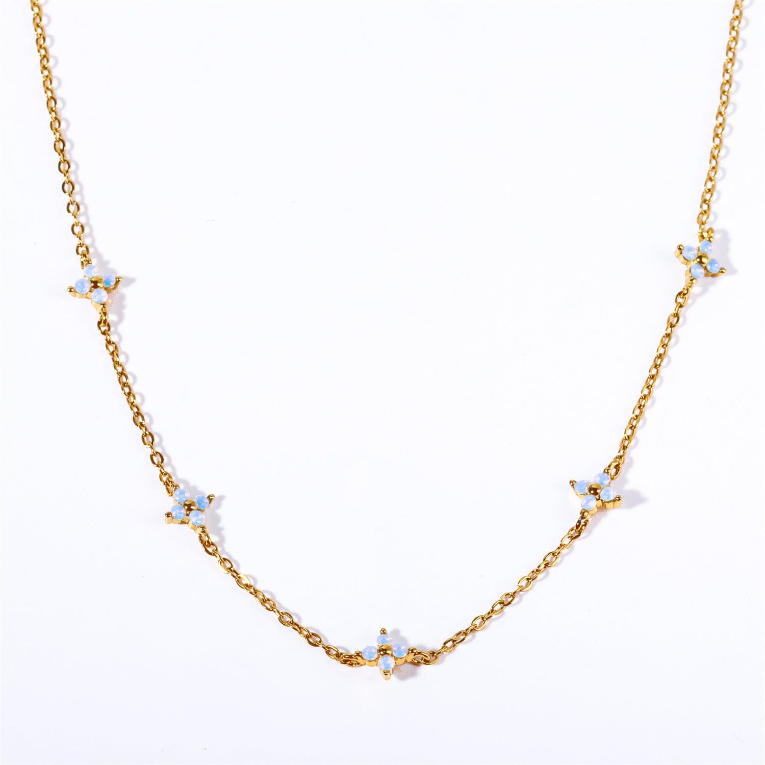 Dainty Handmade 18K Gold Crystal Flower Necklace