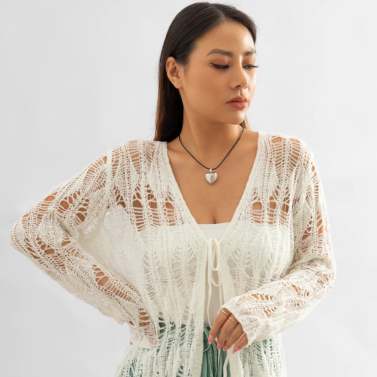 Dainty Heart Pendant Wax Cord String Choker Necklace