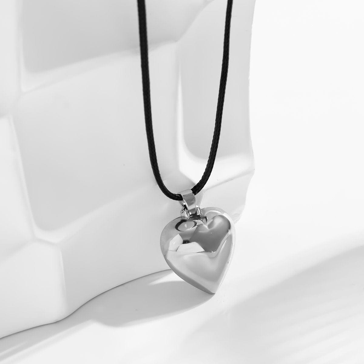 Dainty Heart Pendant Wax Cord String Choker Necklace