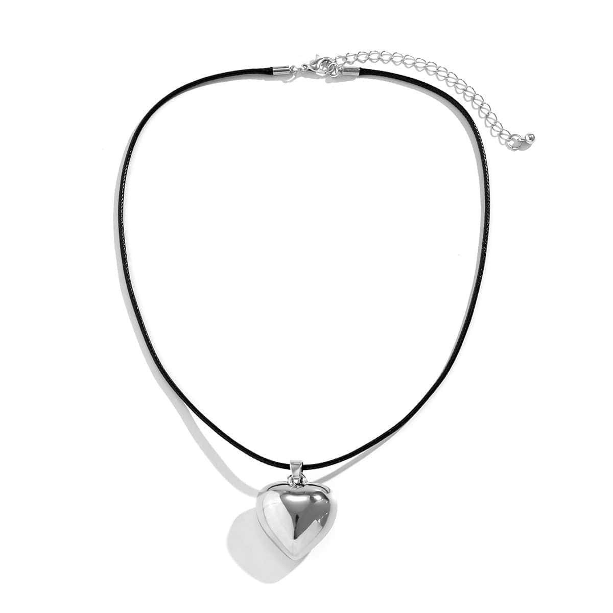 Dainty Heart Pendant Wax Cord String Choker Necklace