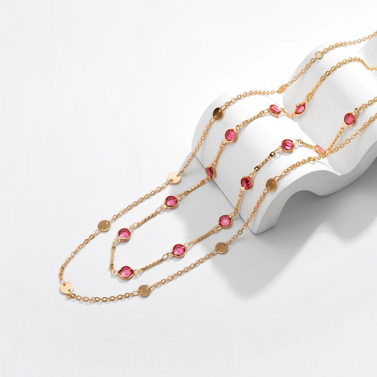 Dainty Layered Colorful Cubic Zirconia Sequins Charm Belly Chain Set