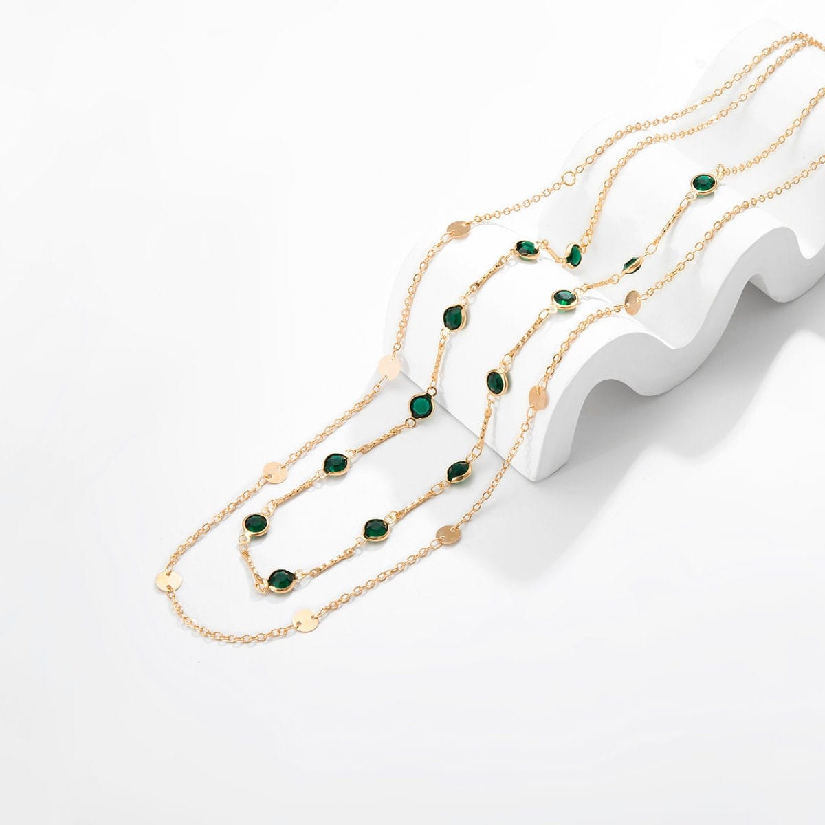 Dainty Layered Colorful Cubic Zirconia Sequins Charm Belly Chain Set