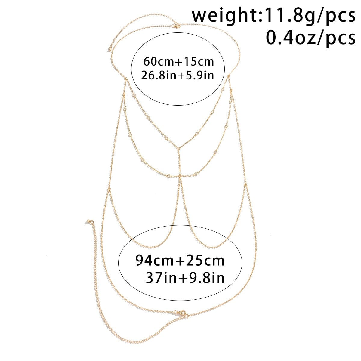 Dainty Layered Gold Silver Tone Crystal Body Chain Bra