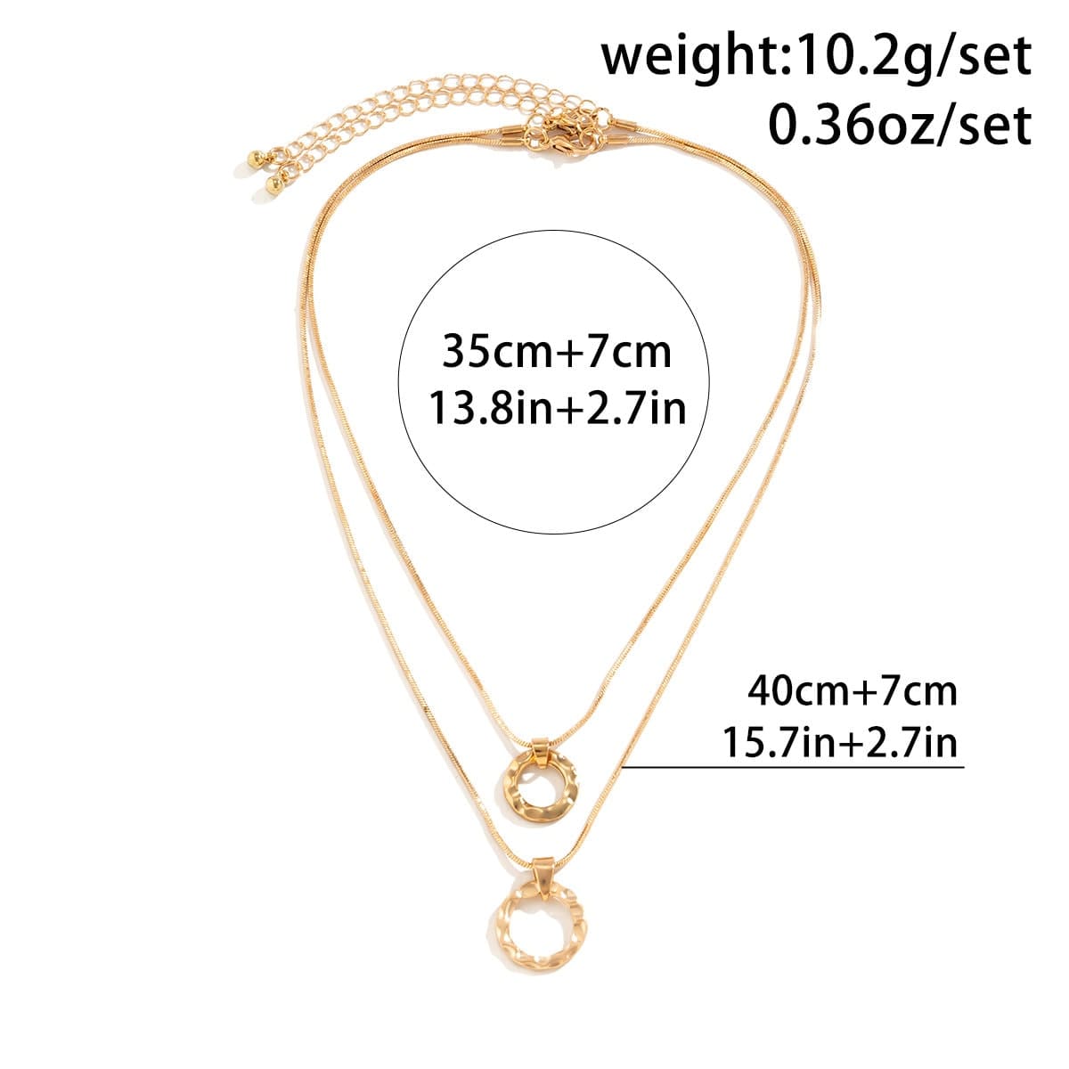 Dainty Layered Metallic Halo Pendant Chain Necklace Set