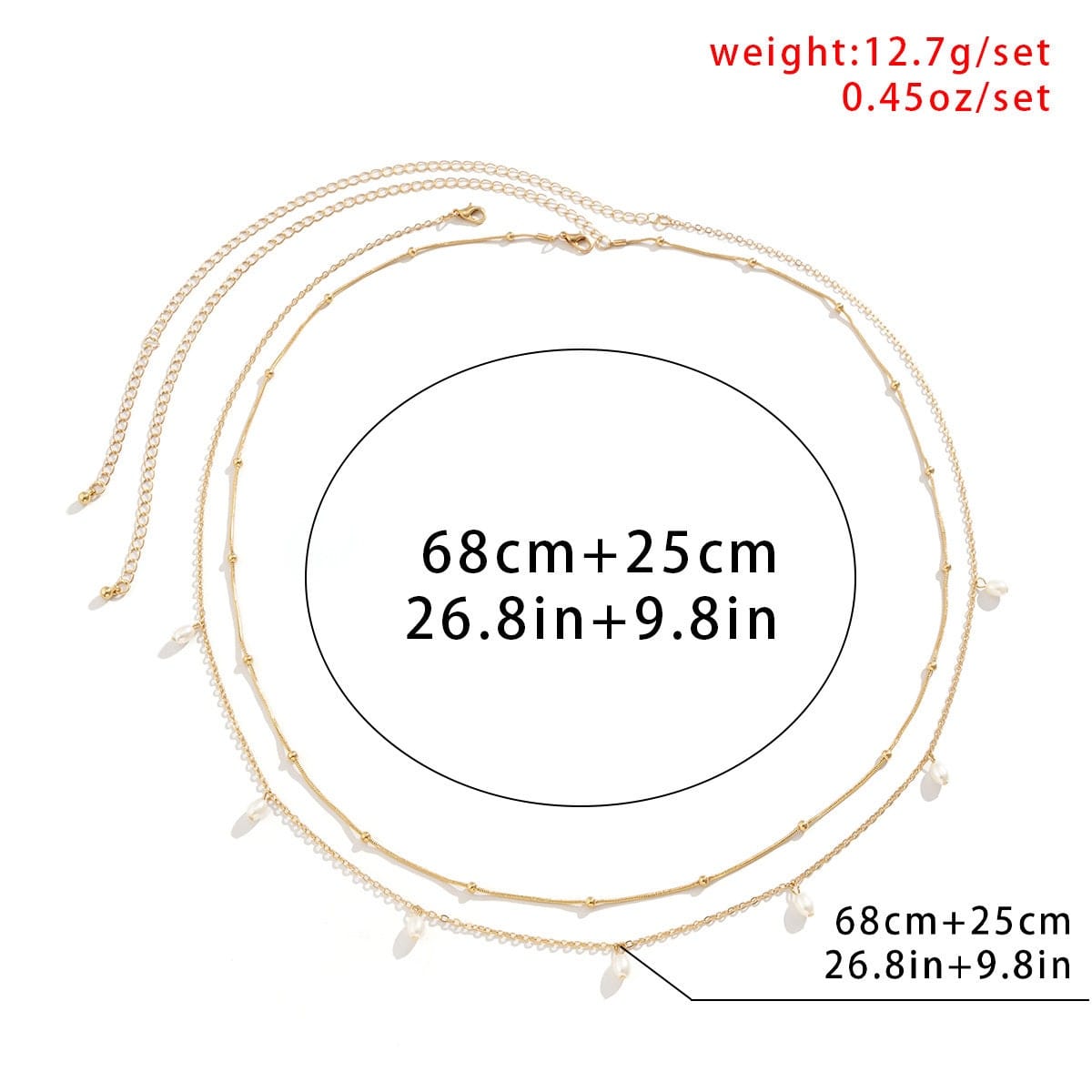 Dainty Layered Pearl Tassel Ball Charm Belly Chain Set