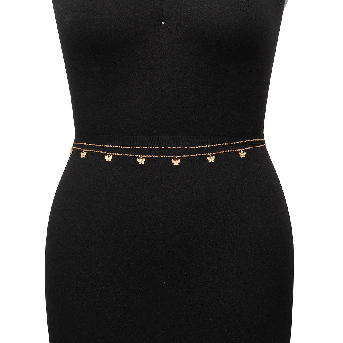 Dainty Layered Butterfly Tassel Waist Chain Set
